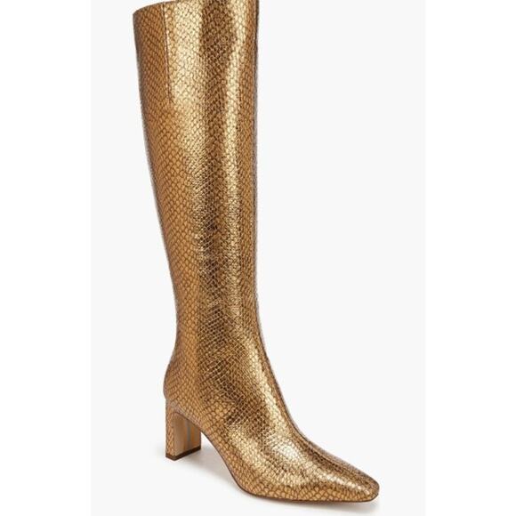 NWT Sam Edelman Sylvia Knee High Boot Medallion Gold Snake wide calf sz 6.5 - Picture 6 of 13